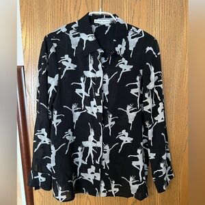 Alice & Olivia Long sleeve silk blouse with ballerina pattern